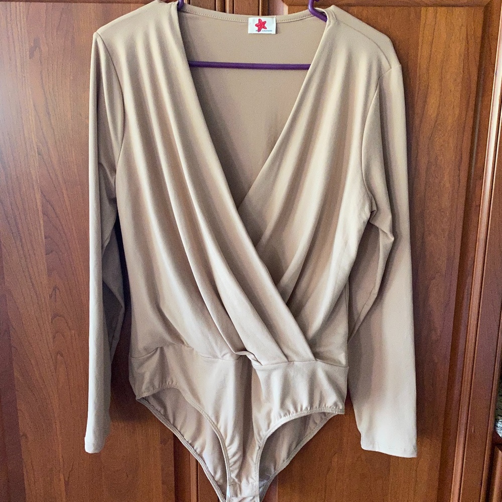 NanaMacs Surplice Camel Bodysuit